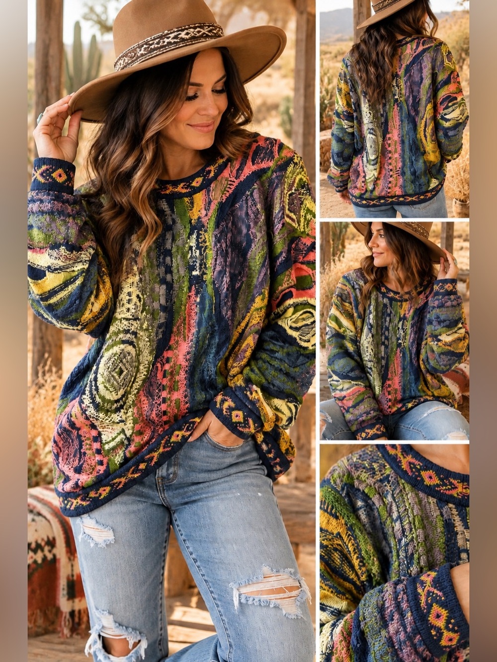Vintage COOGI Australia Unique Multicolor 3D Knit Sweater XL 90s Hip EXCELLENT